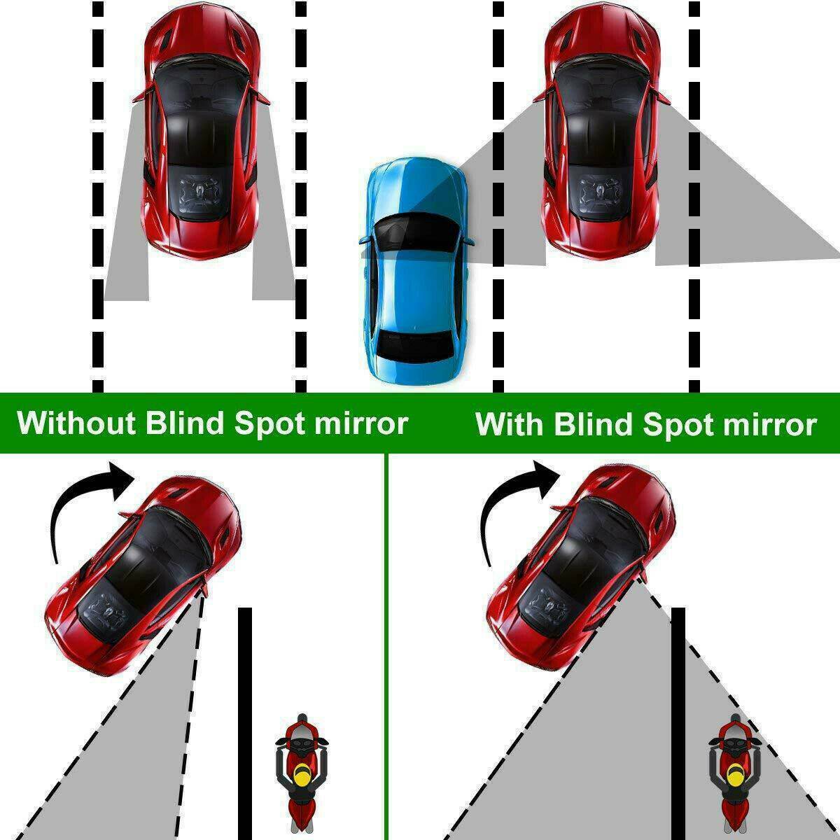2 Pcs Universal 2" Wide Angle Convex Rear Side View Blind Spot Mirror for Car US