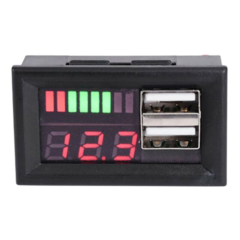 12V Digital Voltmeter Voltage Battery Panel Meter for Car Motorcycle USB 5V 2AO6