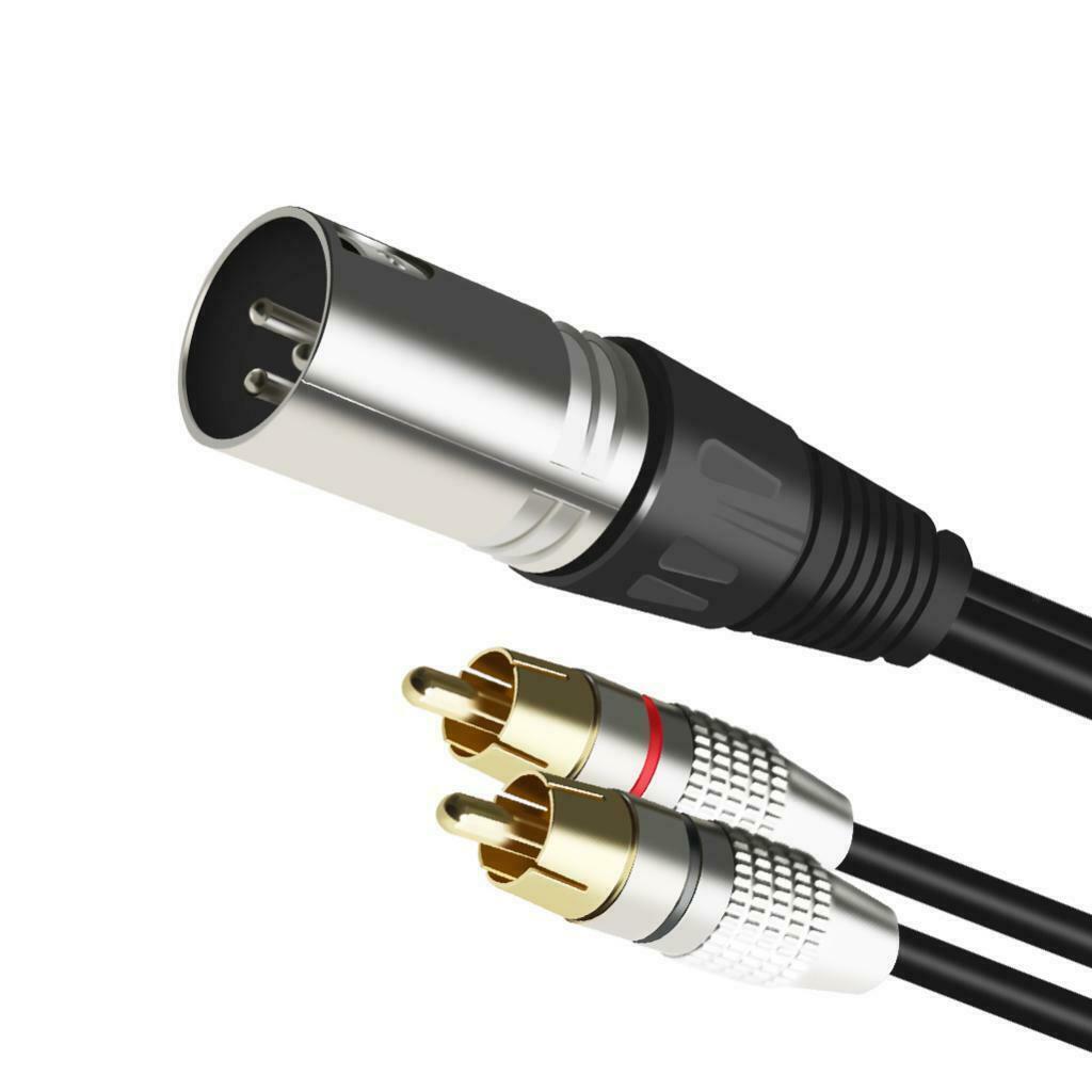 2X Double RCA Male to XLR Male Audio Cable Splitter Connector Adapter Cord 5M