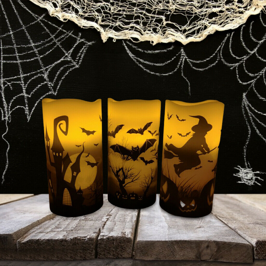 Electronic Candle Halloween Flameless 3pcs LED Dating Home Desktop Decor