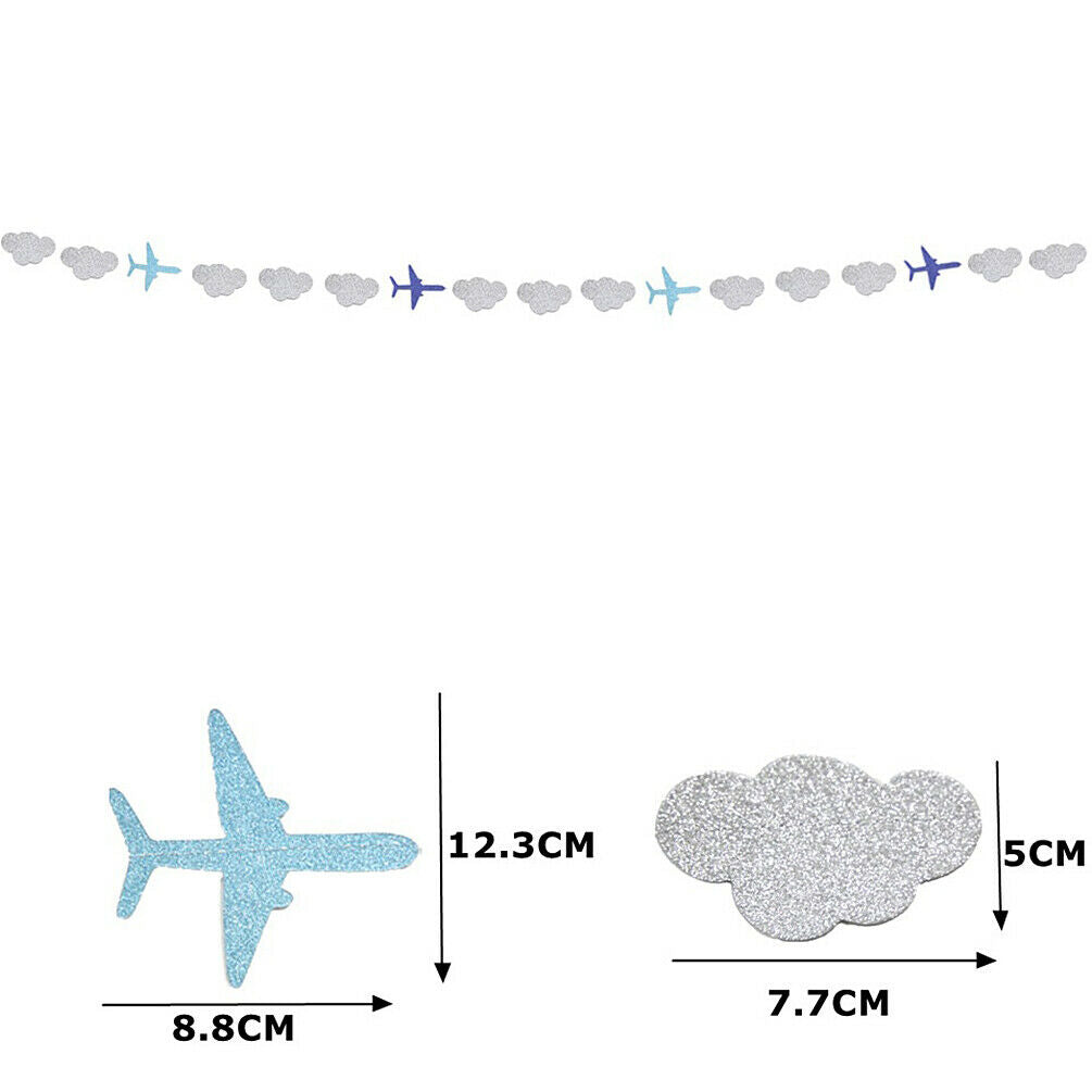 2.5M Cloud Airplane Paper Pull Flower Banner Kids Birthday Party Home Decor