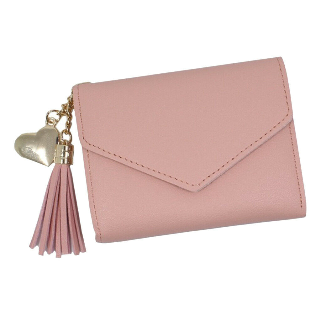 Womens Fashion Trifold Wallet Leather Coins Multi Card Wallet Light Pink
