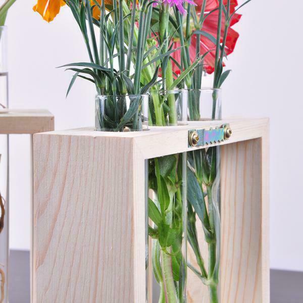 Hanging Flower Vase Bottle in Wood Stand Terrarium Home Party Decor