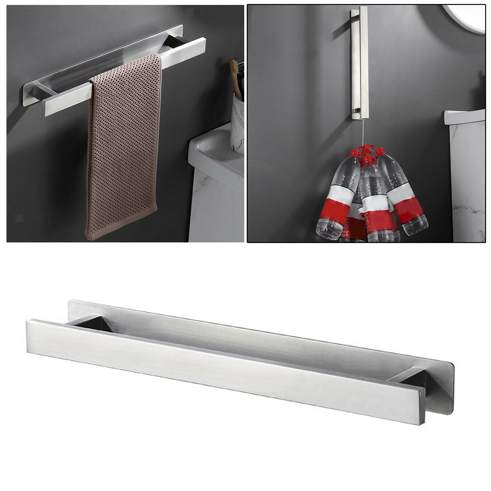 40cm Modern Towel Rail Rack Bar Shelf Hanger Self-Adhesive No Drilling
