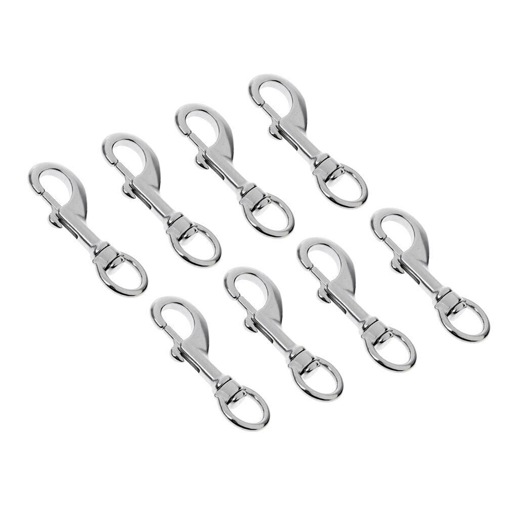 8-Pack 316 Stainless Steel Single Ended Bolt Snap Hook Marine Grade Single End