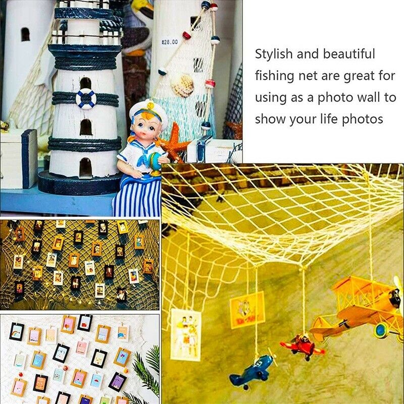 Fish Net for Home Photo e Wall Decorative Mediterranean Style for Nautical PI1Q1