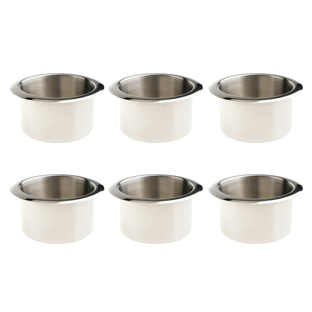 Pack of 6 Stainless Steel Cup Drink Holder for Marine, Boat, RV, Camper,