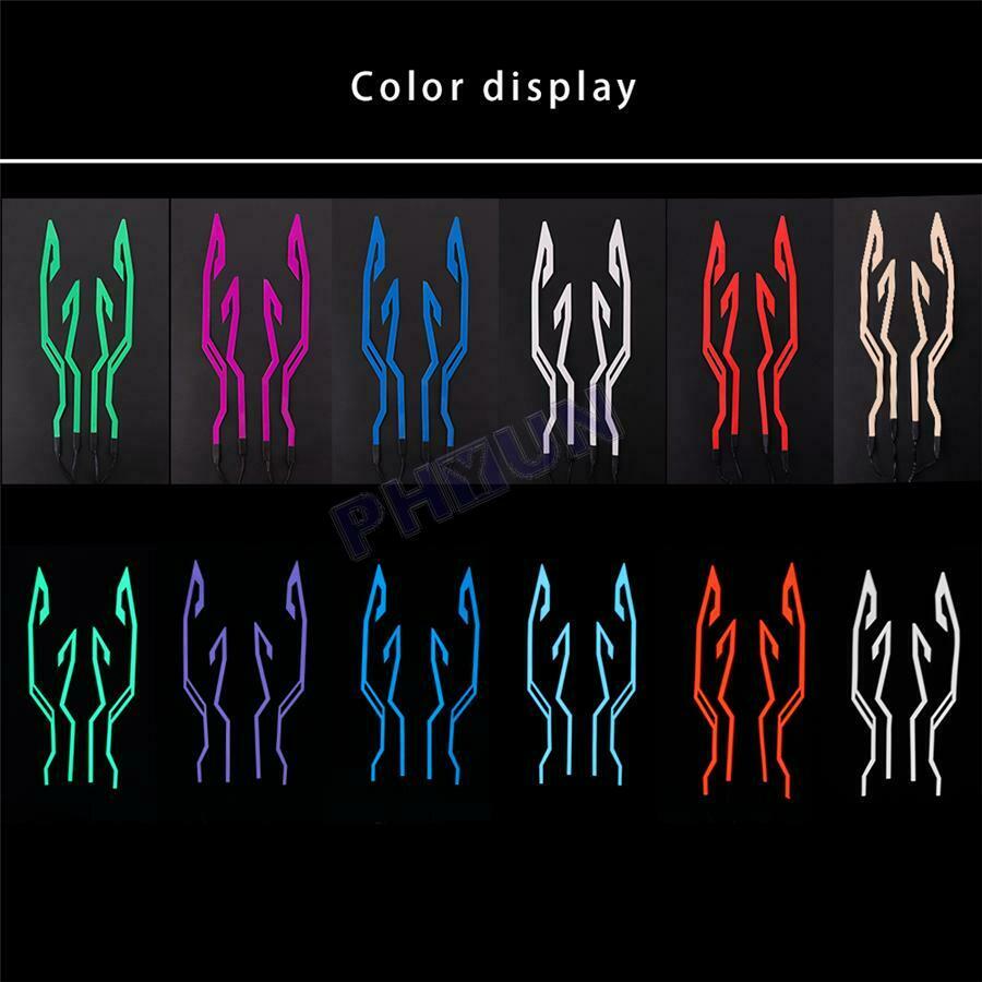 Motorcycle Bike Helmet Red Led Lights Strip Kit 3 Modes Switchable Universal