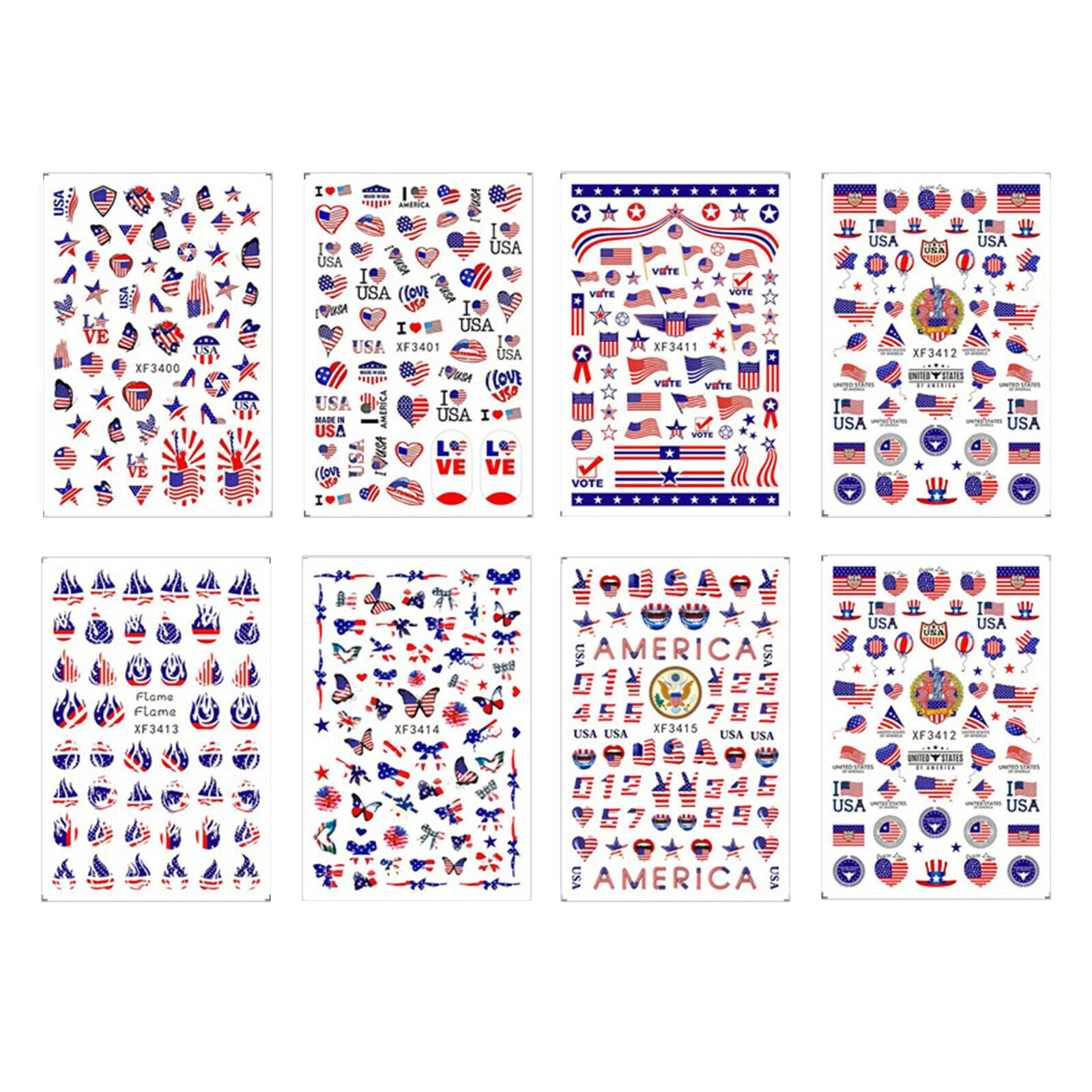 Girls Fingernails American Flag Nail Art Stickers Decals Manicure Supplies