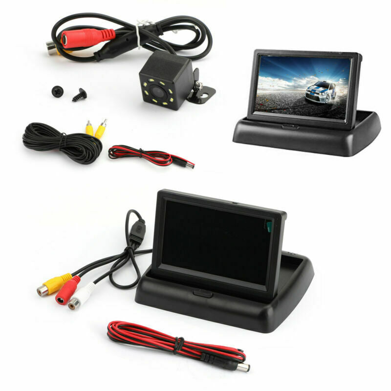 Car Backup 8 LED Camera + 4.3"" TFT LCD Car Foldable Monitor Kit Vehicle System.