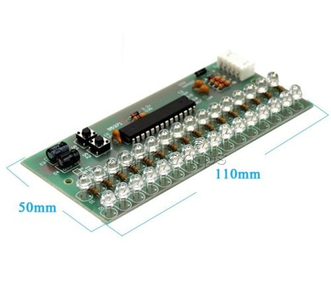 16 LED Dual Channel MCU Adjustable Display Pattern LED VU Meter Level Indicator
