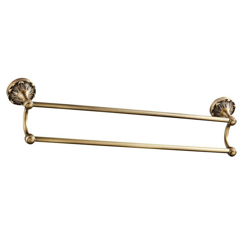 Towel Rack Bathroom Home 2 Rail Hanger Brass Shelf Holder Wall Mounted Bars