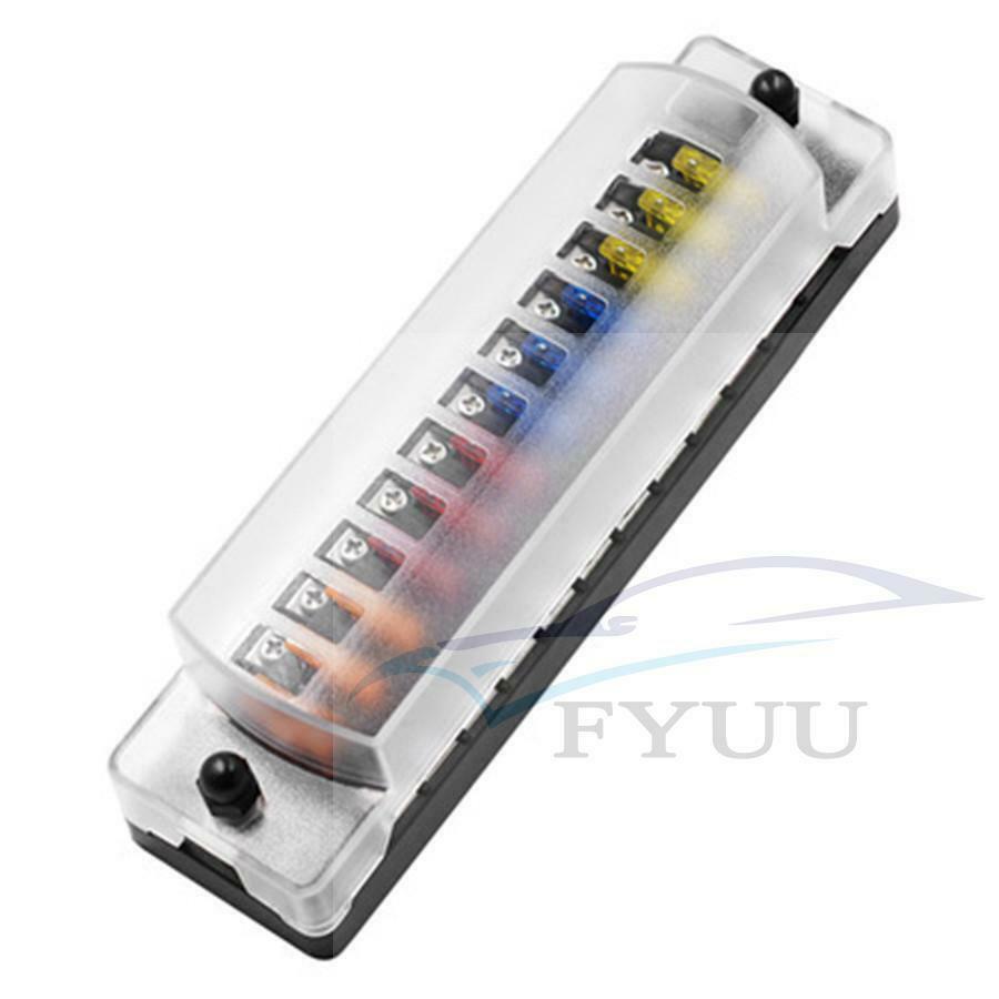 12Way DC12V-32V Circuit Blade Block Holder w/ Screw Nut Terminal Fuse Box Holder