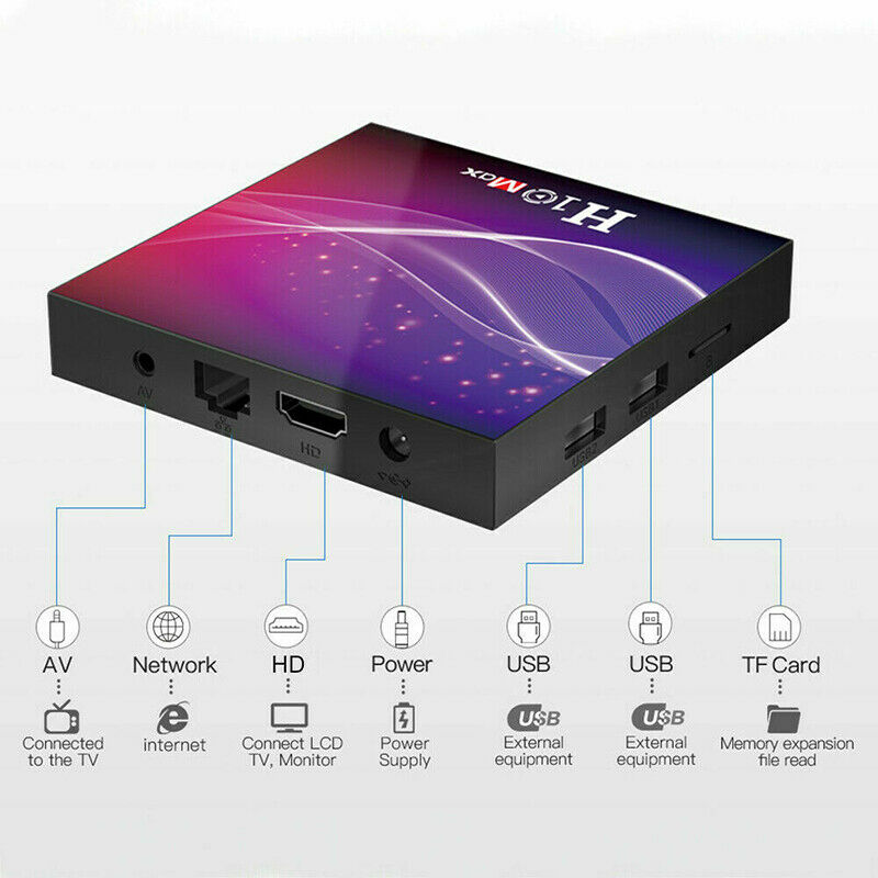 H10Max H616 Android 10.0 TV Box 4+32GB 6K Quad Core WiFi USB HD Media Player