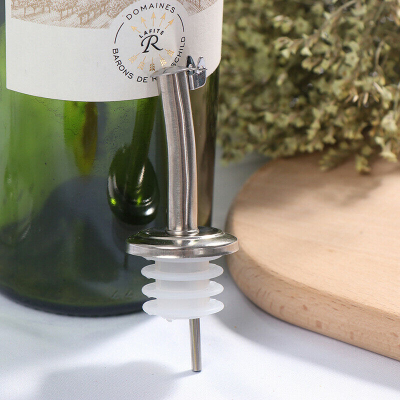 Stainless Steel Oil Stopper Wine Pourer Double Cover Nozzle Kitchen Bar T.l8