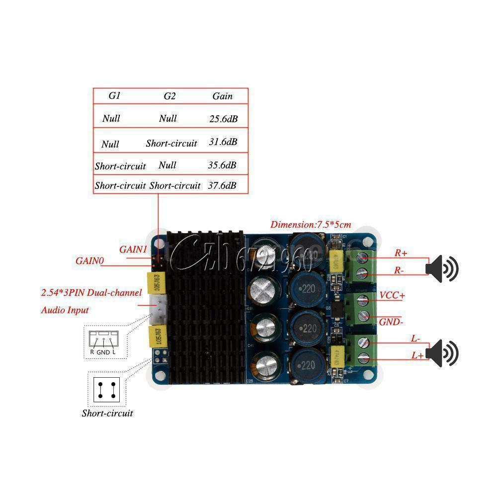TDA7498 Dual-Channel Digital Audio Stereo Power Amplifier Board Class D 2x100W