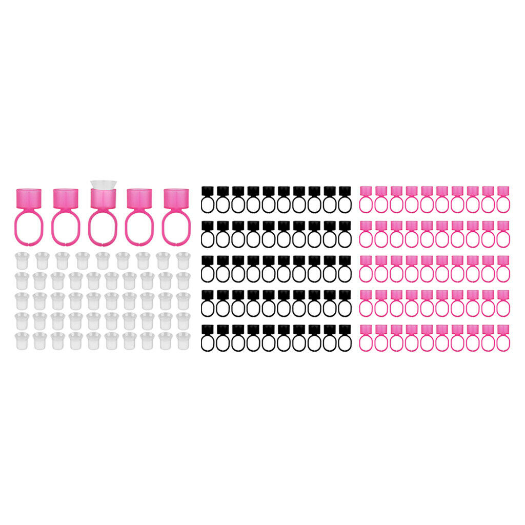 150 Packs Plastic Ink Pigment Adhesive Glue Rings Caps with Sponge Supplies