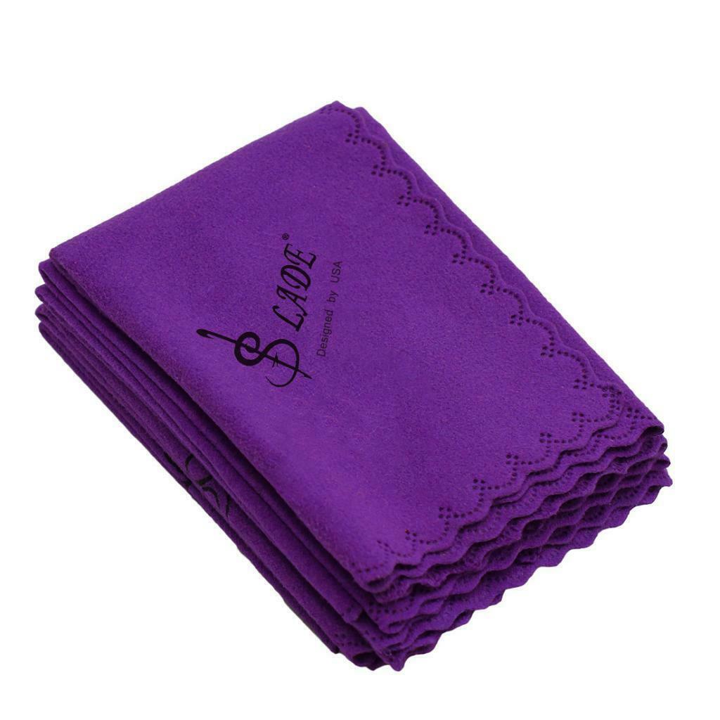 5pcs Microfiber Cleaning Cloth for Guitar Violin Piano Clarinet Sax Purple