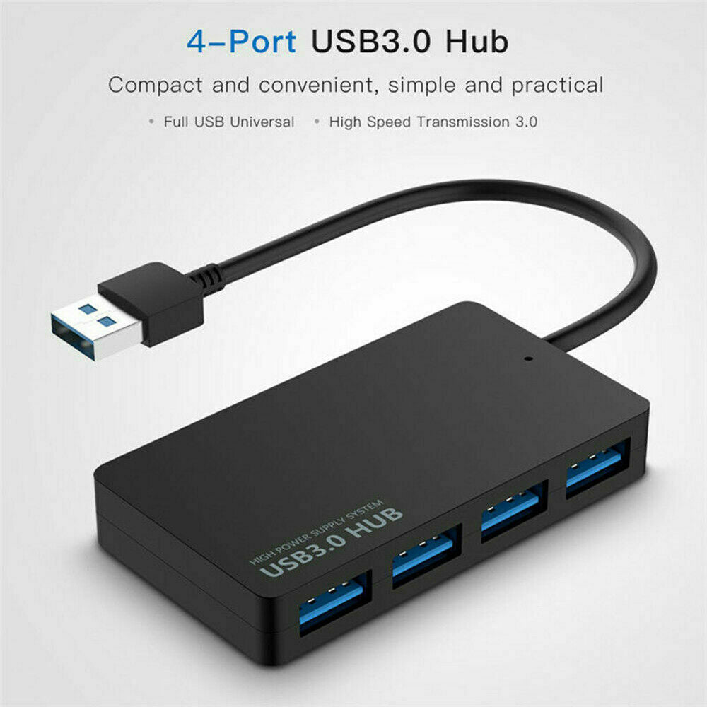 USB 3.0 4 Port Multi High Speed Expansion Desktop HUB Splitter PC Laptop Adapter