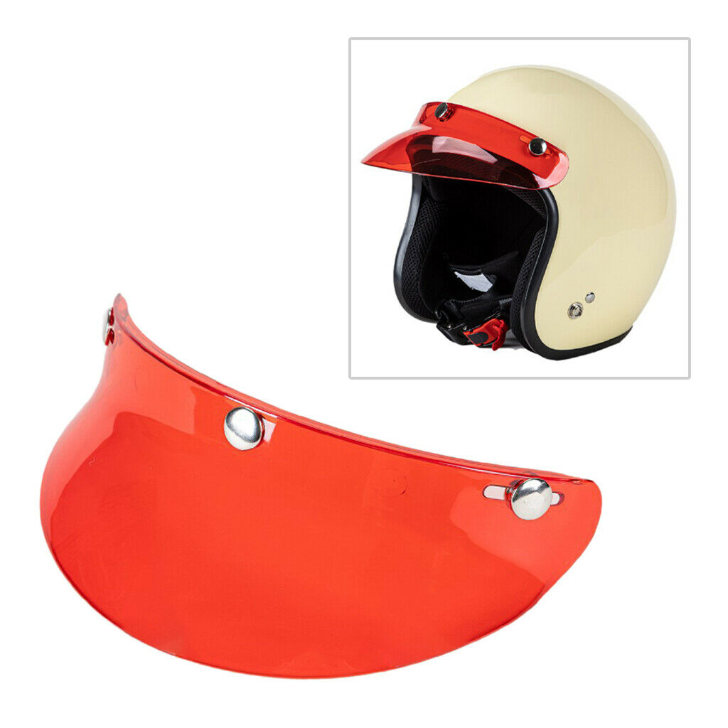 3Pcs 3-Snap Motorcycle Helmet Visor Peak UV Sunshield Open Face Sun Shade