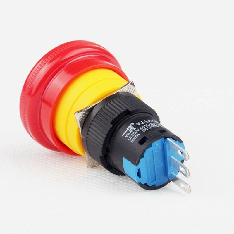 1PCS Emergency Stop Push Button Switch Latching 1NO 1NC 16mm 3 pins Com+NO+NC