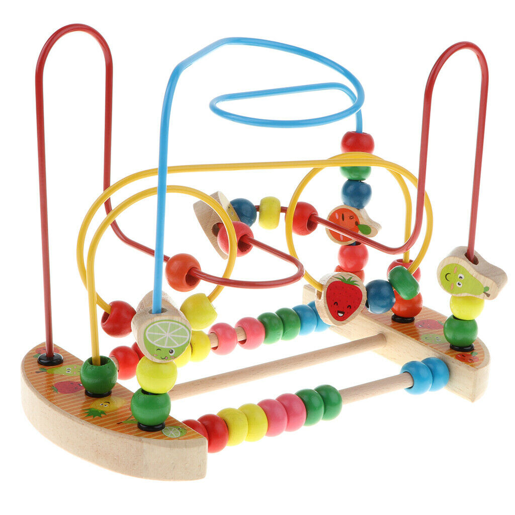 Wooden Around Beads Maze Roller Coaster Educational Toys For Toddlers Kids Baby,