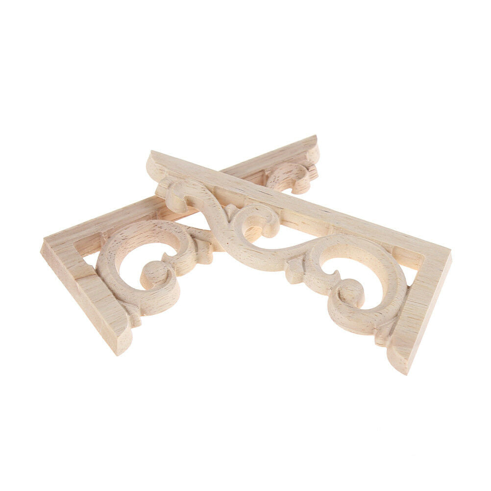 1Pair Europe Style Exquisite Wood Carved Applique Furniture Home Door  De.l8