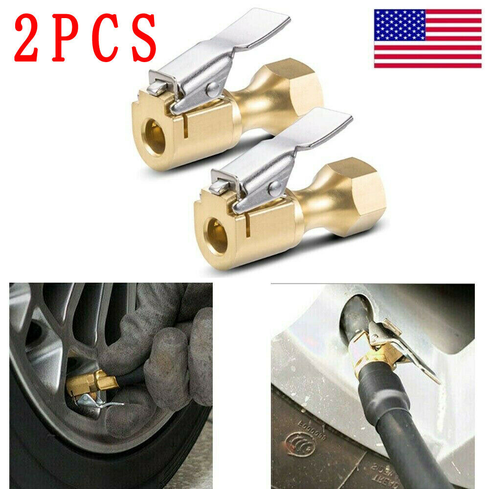 2x Open Flow Straight Lock-On Air Chuck with Clip for Tire Inflator Car Tool USA