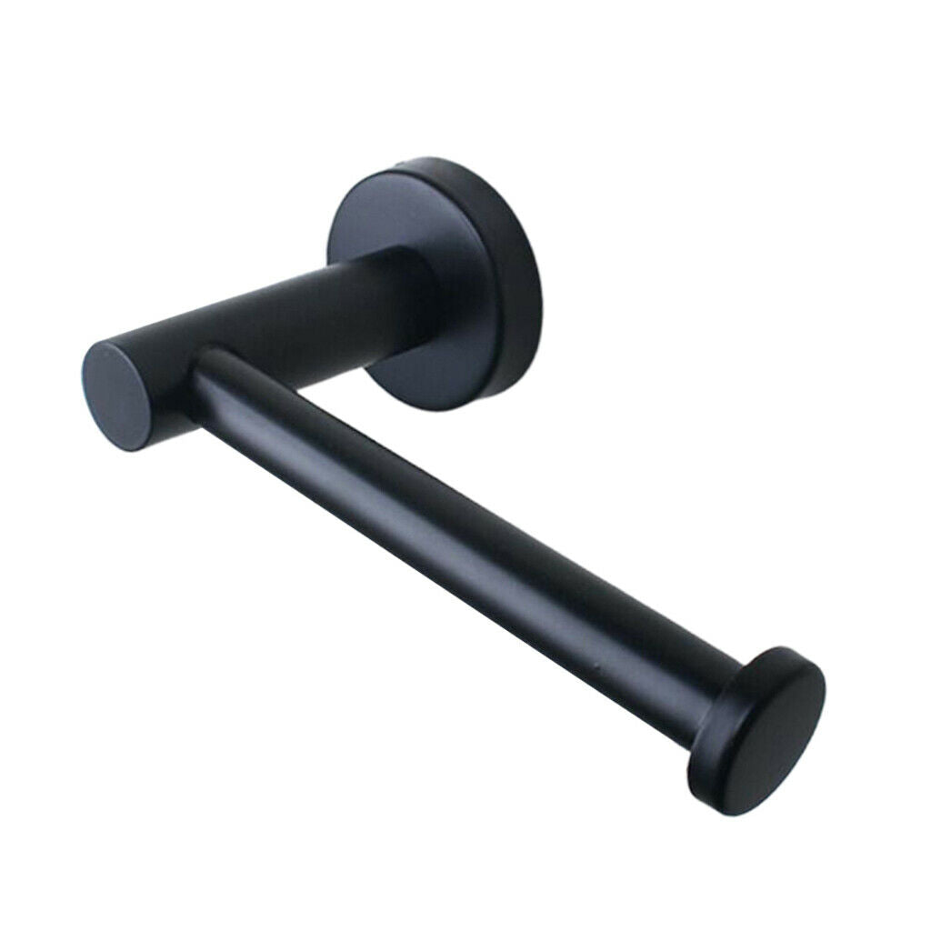 2xToilet Paper Holder Stainless Steel Round Wall Mounted  Punching_Black