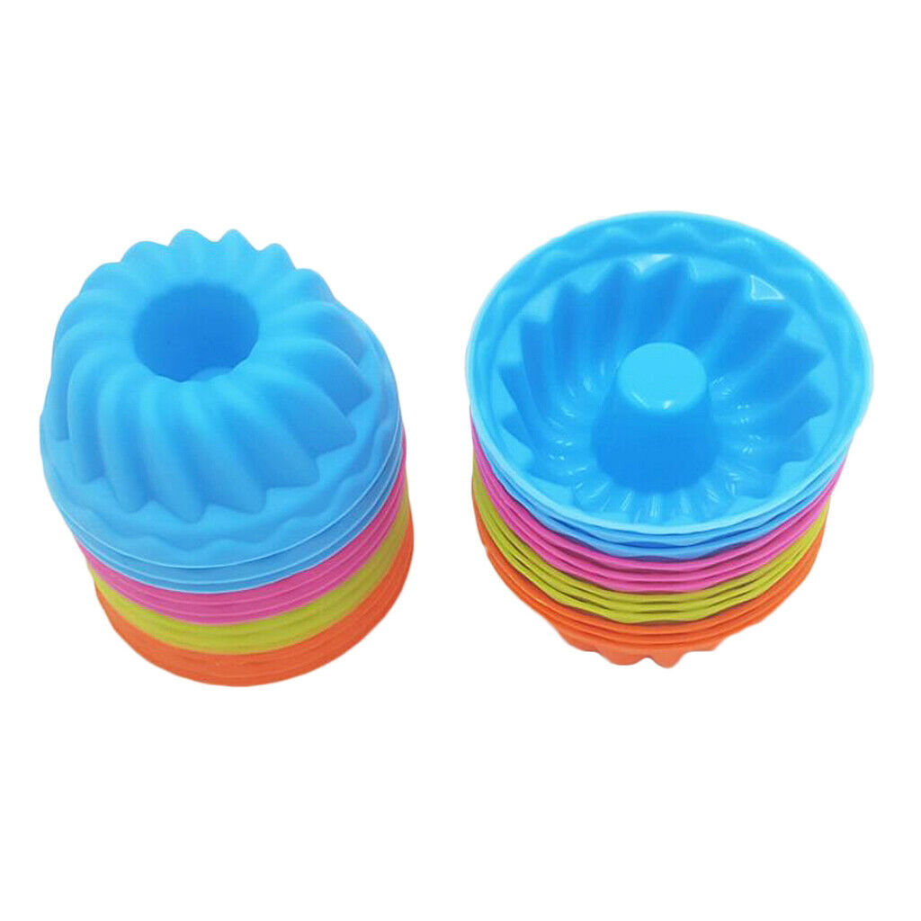 Lot of 12, Cake Mold Fondant Cupcake Muffin Jelly Mould Bakeware Multicolor