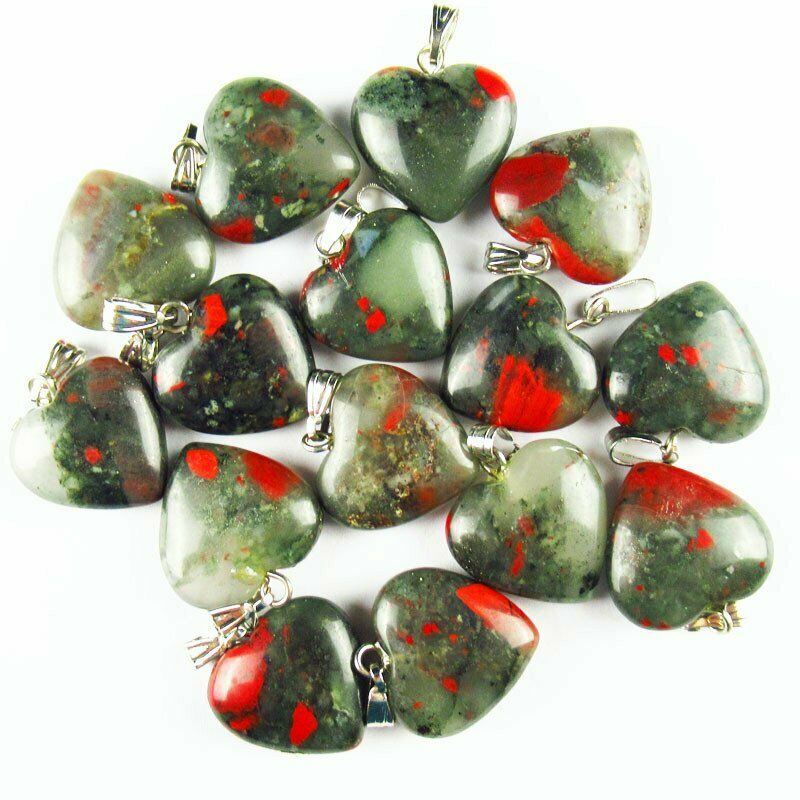 10pcs Natural Chicken Blood Stone Heart Pendant 16x16x6mm（send randomly）A-207SK
