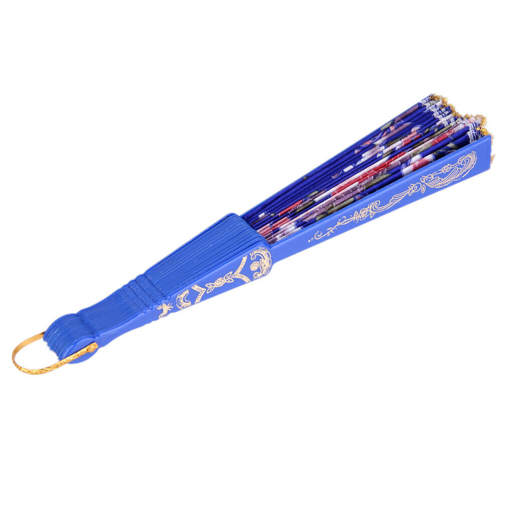 Sweet Style Foldable Folding Floral Print Style Hand Fan Royal Blue &