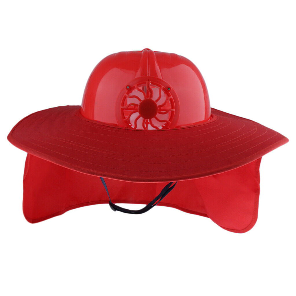 Safety Hard Hat Helmet with Full Brim Neck Sun Shield for summer  Red