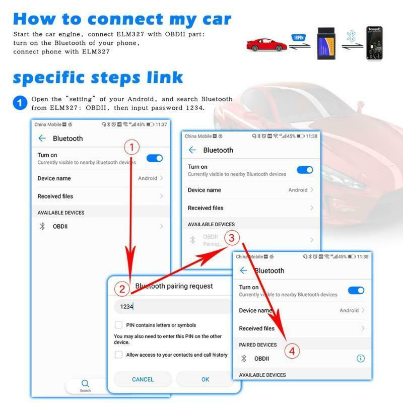 Bluetooth-compatible OBD2 Scanner Diagnostic Code Reader Scan Tool Reset Clear