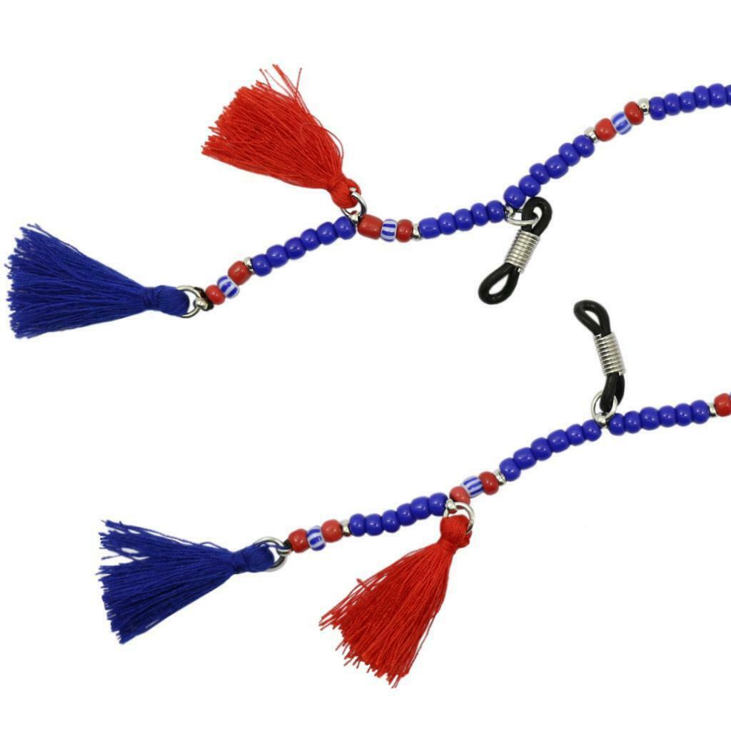 2 Pieces Glass Beaded Eyeglass Straps Sunglasses Holder with Non-slip Silicone