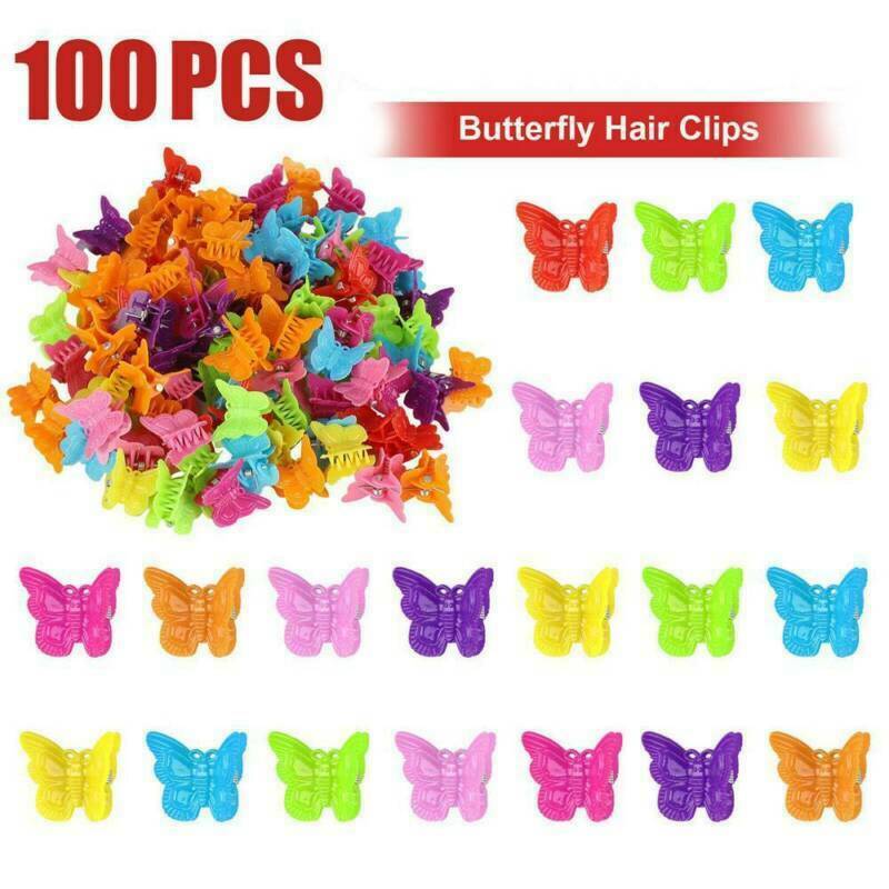 100 Pcs Hair Clips Butterfly Shape Mini Mixed Color Cute Hairpin for Women Girls