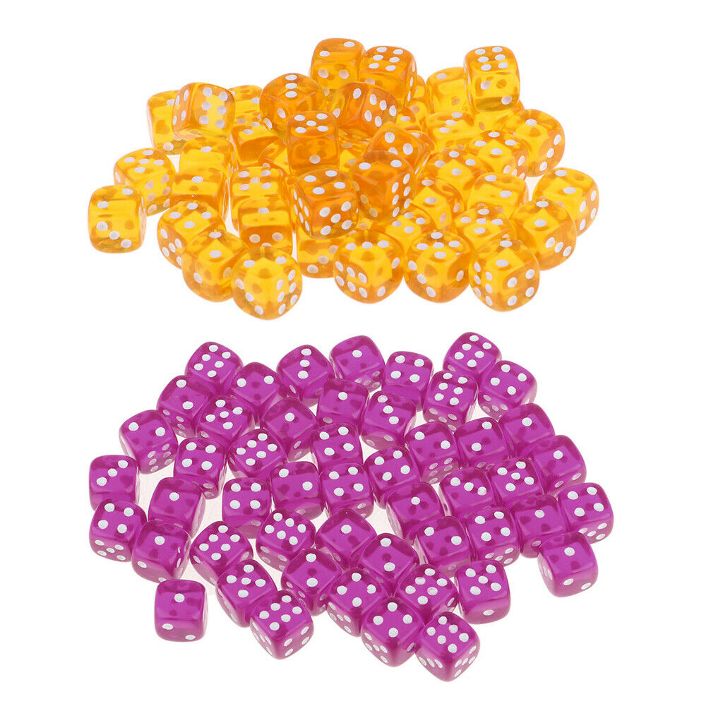 100 Pieces 12mm Six-sided Acrylic Dice for D&D DnD RPG Board Game