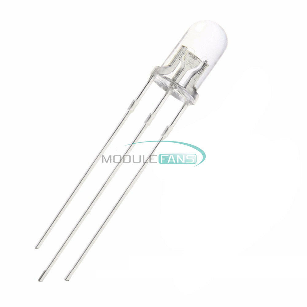 20PCS 5mm 3-Pin Dual Bi-Color Red Blue Bright Water Clear bulb Led Common Anode