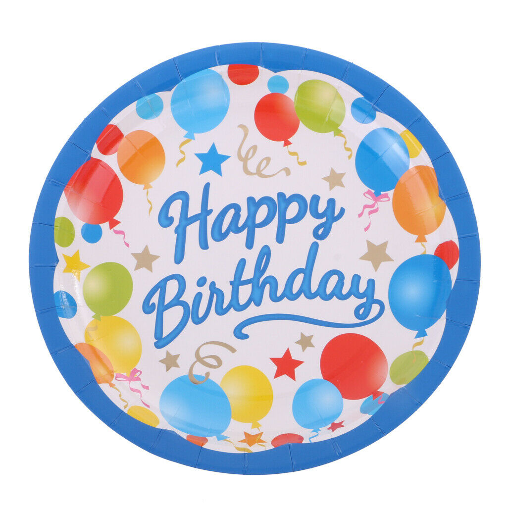 6 Pieces Happy Birthday Balloons Star Disposable Paper Plates Carnival Party