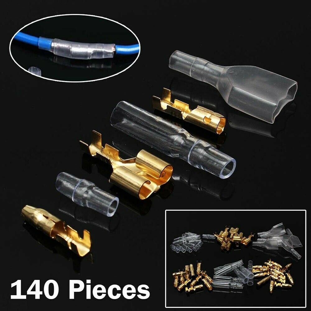 140Pcs 3.9mm Car Motorcycle Brass Bullet Male Female Terminal Wire Connectors S