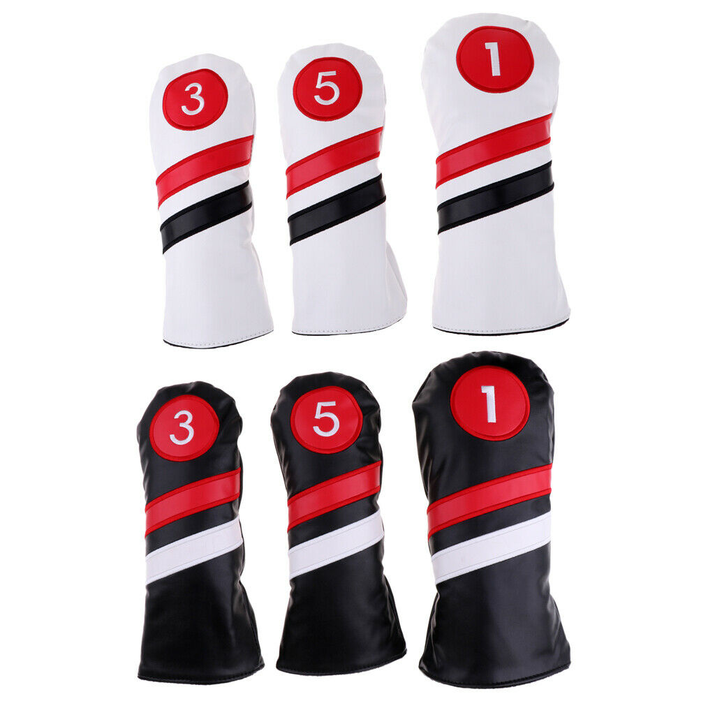 Golf Driver Head Cover, 3 or 5 Fairway Woods Headcovers Set of 3 White