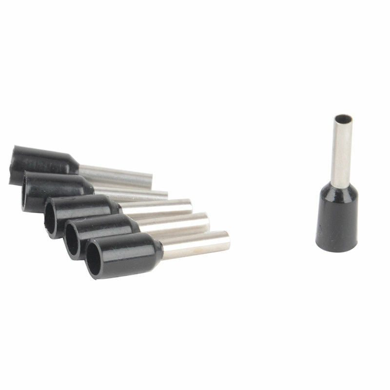 100X Insulated Cord Pin End Crimp Terminal Wire Copper Connector 16 AWG Black