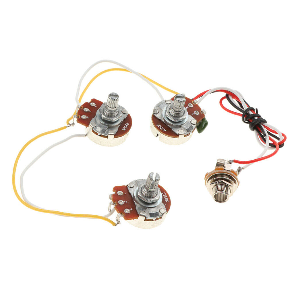 1 Set DIY Bass Wiring Harness A250K B250K Potentiometers for Jazz Bass Accessory