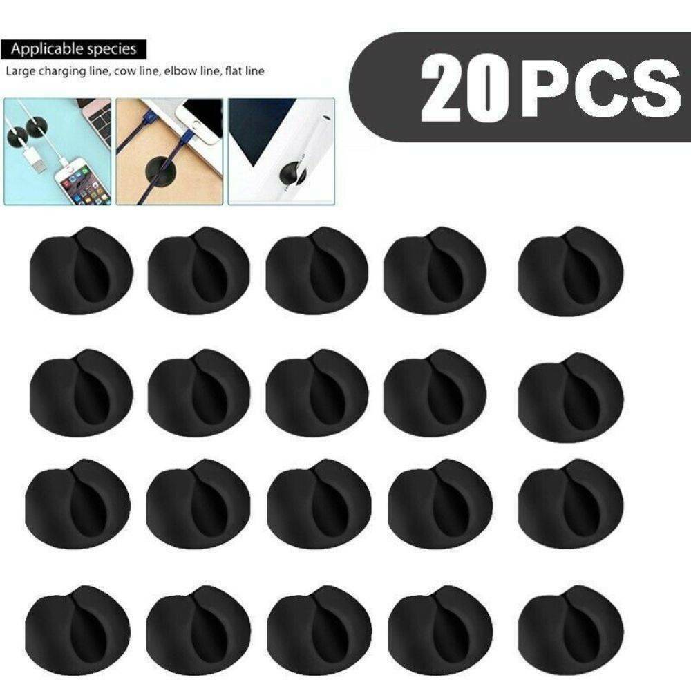 20 Pcs Cable Clips Grip Desk Wall Organizer Desktop Sticky Wire Cord USB Holder~