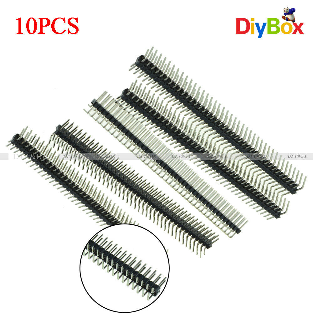 [10PCS] 2.54mm 2 x 40 Pin Male Double Row Right Angle Pin Header Strip Connector