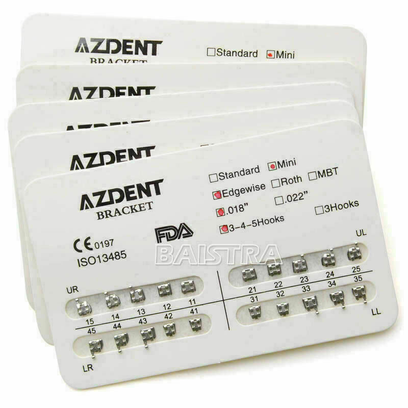40packs Dental Bracket Brace Edgewise Slot.018 Hooks 3-4-5 Orthodontic AZDENT