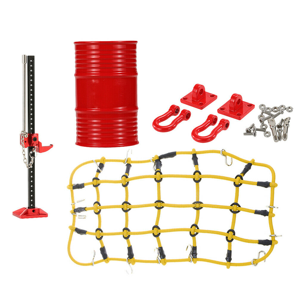 Oil Tank+Lift Jack+Tow Hook+Luggage Net for 1/10th Axial SCX10 Truck Truggy Accs