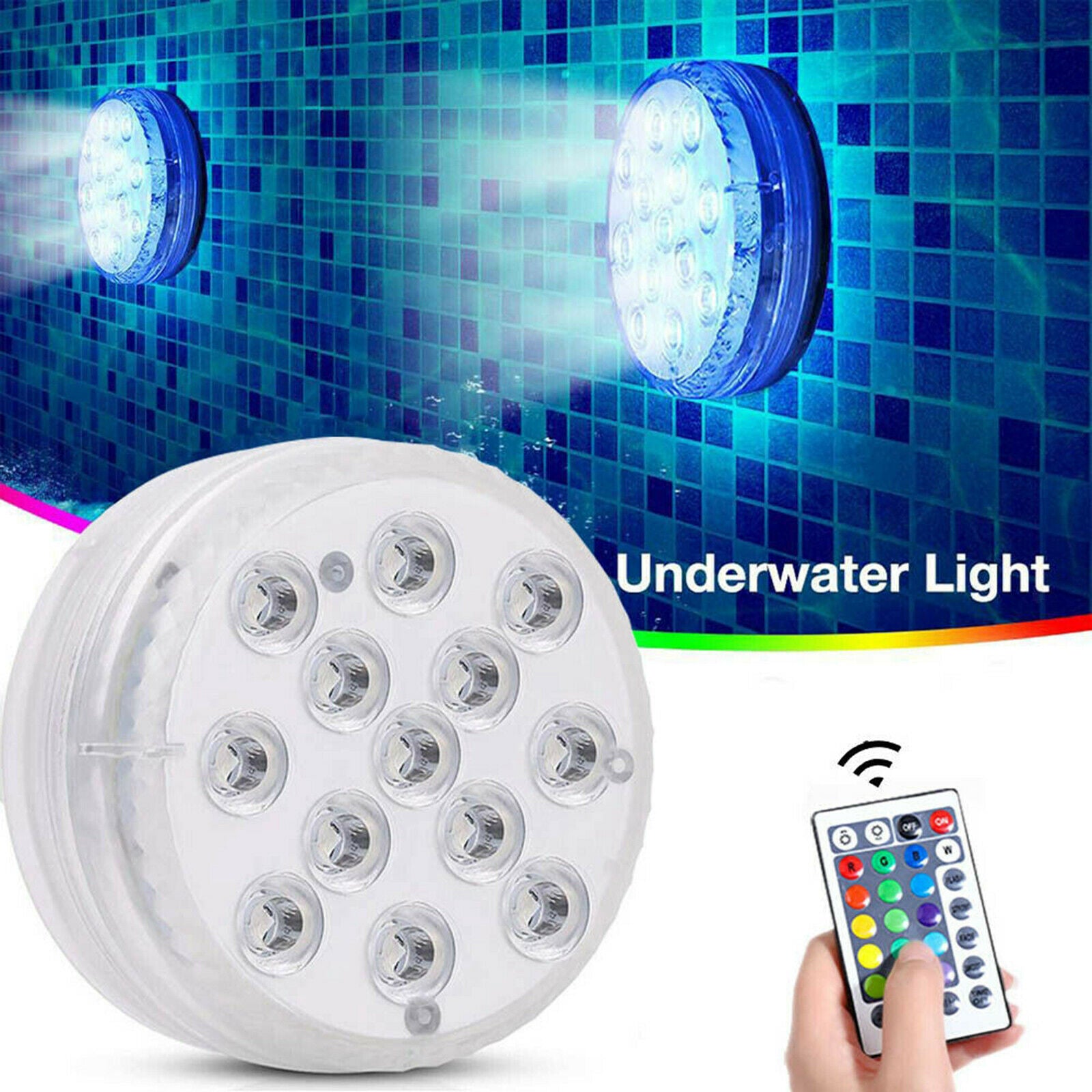 RGB Swimming Light Waterproof Underwater Lamp for Holiday Party Decor 2 Sets
