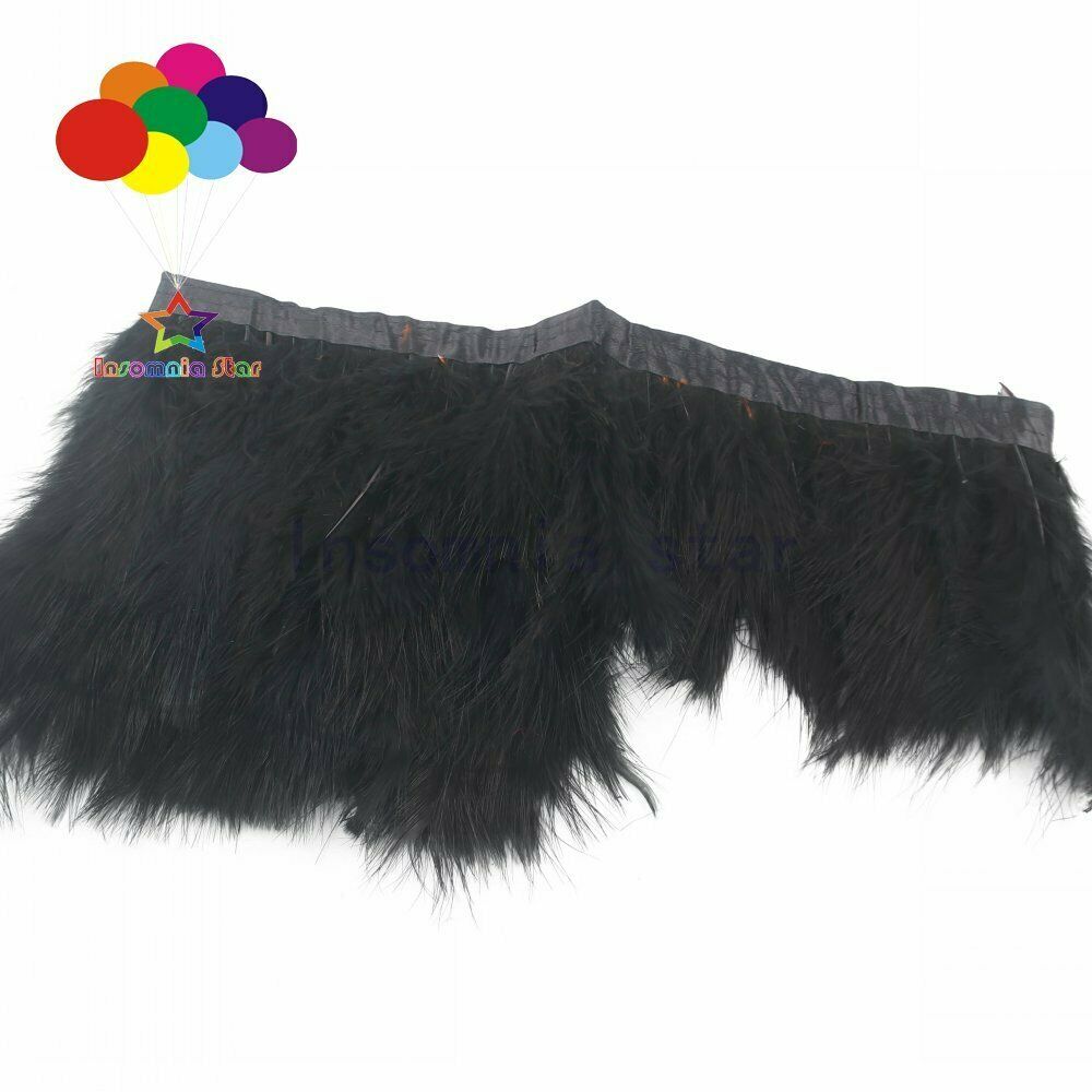 2 Meter Width 6-7inch Fancy Soft Fluffy Dyed Black Turkey Marabou Feather Ribbon
