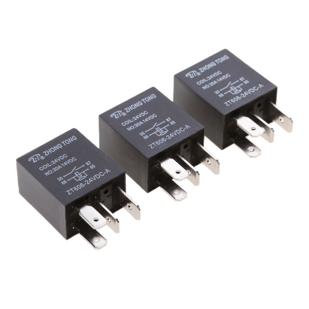 3 Pieces 24V Coil 30A 4 Pins SPST Car Automotive Alarm Security Power Relays